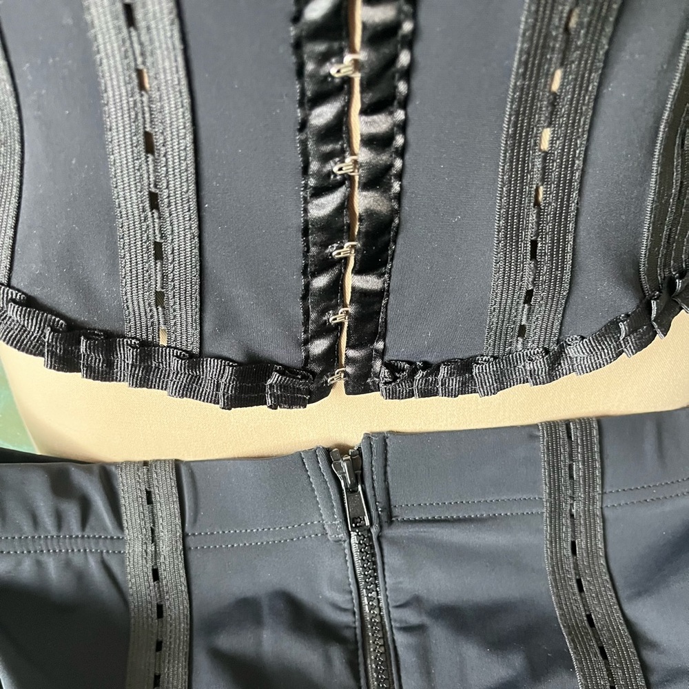 RARE!Catherine CoatneyBlack Corset Top with matching high/low skirt …Ruffle Trim